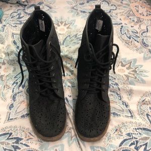 Black combat boots.